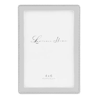 Imagem de Lawrence Frames Moldura de metal com borda externa delicada de contas, prata, 10 x 15 cm
