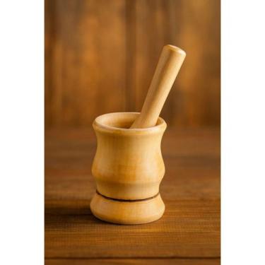 Imagem de Pilão Em Madeira Prático Com Socador Para Drink Alho Tempero - NoBrand