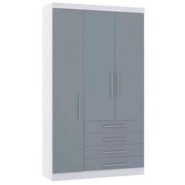 Imagem de Guarda-roupa Modulado 132cm 3 Portas 4 Gavetas Alpes Luciane, Branco/G