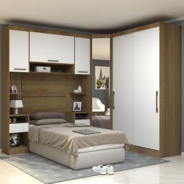 Imagem de Quarto Modulado Solteiro de Canto 6 Peças 6 Portas Paris Luciane, Avel
