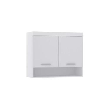 Imagem de Guarda-roupa Modulado 97cm Aéreo 2 Portas Alpes Luciane, Branco/Branco