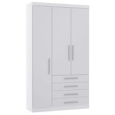 Imagem de Guarda-roupa Modulado 132cm 3 Portas 4 Gavetas Alpes Luciane, Branco/B