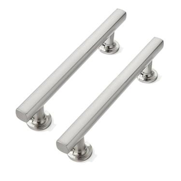 Imagem de CABDM 3,5 polegadas (89 mm) Pacote com 2 alças de liga de zinco acetinado escovado, puxador de armário de gaveta simples moderno, alça de guarda-roupa, penteadeira, puxador de ferragens para móveis