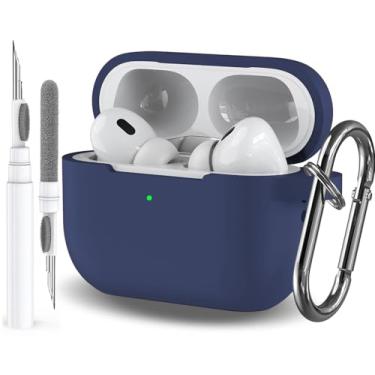 Imagem de Capa para Airpods Pro 2/1 geração para homens, mulheres e meninas, compatível com Airpods Pro 2ª/1ª geração, capa protetora de silicone macio Apple iPod Pro Gen com caneta limpador de chaveiro, azul