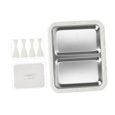 Imagem de Ｂｅｓｇａ Máquina de sorvete Frozen Yogurt Rolls Bandeja Caseira Fácil de limpar Atividades divertidas para Faça você mesmo Prato frio instantâneo, Branco com Tampa