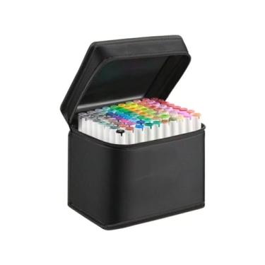 Imagem de Kit 80 Marcadores Artísticos Dupla Ponta Chen Rui Canetas para Desenho, Lettering e Pintura Profissional – Estojo Organizador