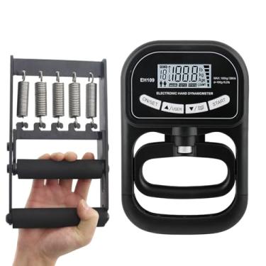 Imagem de AHTAPFON Testador de força de aperto de mão, treinador, dinamômetro eletrônico de mão resiste a uma força de 180 kg com treinador de força de aperto de braço 300 kg para esportes em casa, escola e