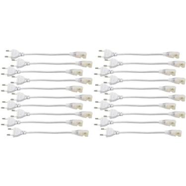 Imagem de Conector Plug Rabicho Kit 20 Uni para Fita de LED 8mm Tomada Fonte Per