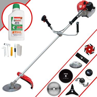Imagem de Cortador de Grama Completa À Gasolina Anmax CG430P Motor 2 Tempos 43cc 2HP Alta Performance Com Carretel de Nylon + Kit 7 Opções de Corte + ÓLEO STIHL