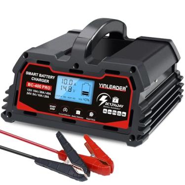 Imagem de Yinleader Carregador De Bateria 40A, Bateria De Chumbo-Ácido De 12V/24V, Carregador De Bateria De Carro Lifepo4 De 12V, Mantenedor Automático De Bateria Para Carro, Motocicleta, Cortador De Grama, B