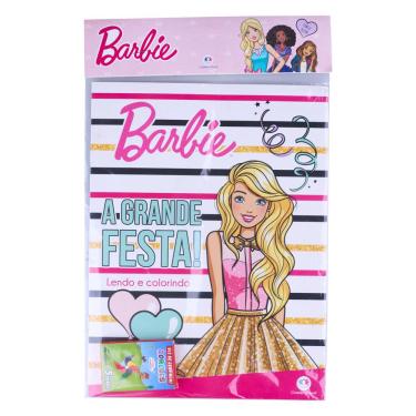 Imagem de Livro com Giz de Cera Barbie Festa Lendo e Colorindo Ciranda Cultural 83627