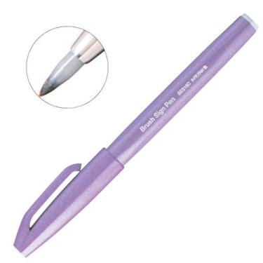Imagem de Caneta Pincel Brush Sign Pentel Lettering Desenho Caligrafia, Violeta 