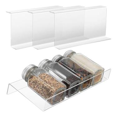 Imagem de UKCOCO Organizador De Especiarias Para Gavetas De 4 Níveis: Organizador De Especiarias Transparente Expansível - Bandeja De Temperos De Acrílico Ajustável Para Gavetas De Cozinha E