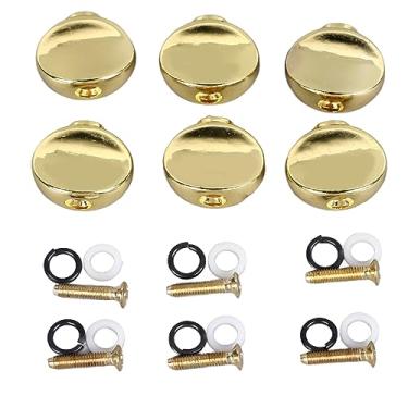 Imagem de Grcfumo 6 PCS Botões de pino de ajuste de guitarra, metal fácil de instalar botões de sintonia, botões de substituição da alça de máquina para afinadores para guitarra elétrica acú (Ouro)