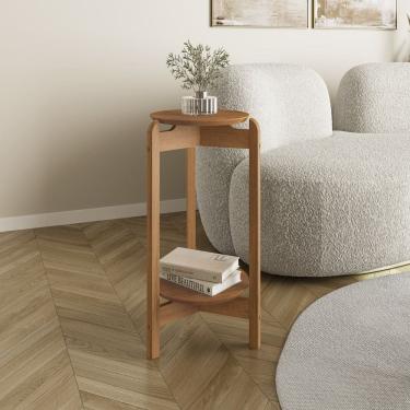 Imagem de Mesa Lateral 40cm com Pés de Madeira Lizz Casa D