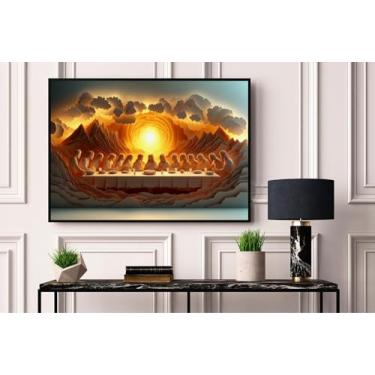 Imagem de Quadro Decorativo Artístico, Santa Ceia Abstrata, Tela Canvas, Religioso, 100x70 cm, Uso Interno (Preto)