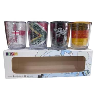 Imagem de Kit 4 Copos Shot 60ml Cachaça/pinga/licor/pinga Parede Dupla Policarbonato (Inglaterra África Japão Alemanha)