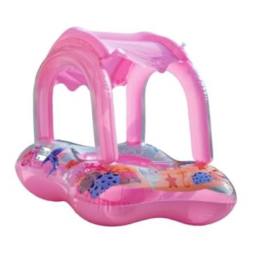 Imagem de Dynwave Boia de piscina engraçada com cobertura, boia de natação inflável, brinquedo aquático de desenho animado para parque aquático ao ar livre, praia e, com Alça Sem Sino
