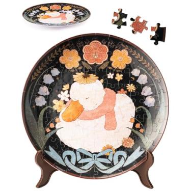 Imagem de PieceRelax Placa de quebra-cabeça 3D 124 peças - Sonhando no jardim noturno - Quebra-cabeça para adultos, prato decorativo com peças de plástico duráveis, presente ideal para decoração de casa ou