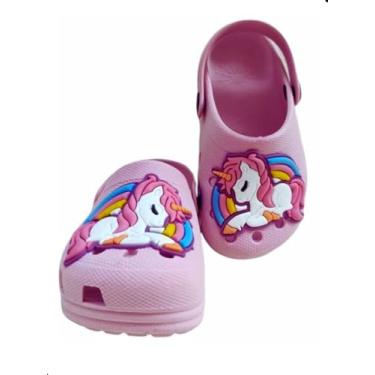 Imagem de Babuche Infantil Dulupé Feminino Unicórnio Arco-Íris, Sandália Leve, Macia e Antiderrapante (BR, Bebê, Faixa Numérico, 17, 18)