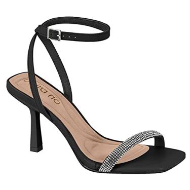 Imagem de Sandália Feminina Beira Rio Salto Fino Alto Strass Preto 38