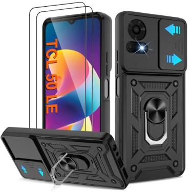 Imagem de ATUMP Capa para celular TCL 50 LE com [2 peças] protetor de tela HD, resistente à prova de choque com suporte de rotação de 360° [grau militar] capa protetora para TCL 50 LE, preta