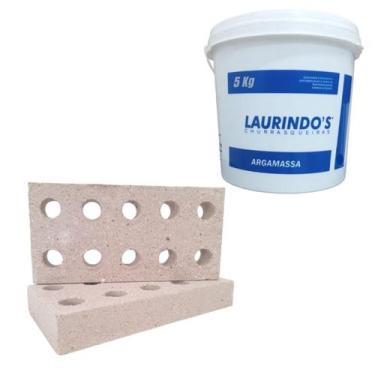 Imagem de 12 Tijolo Refratário + Massa Refratária Churrasqueira Forn - GABRIELA 