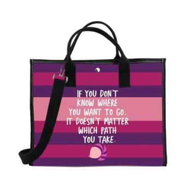 Imagem de BDPWSS Sacola de gato Cheshire para fãs de contos de fadas presente Alice Lover gato sorridente presente Alice Wonderland Fan Bolsa de viagem (Path You Take TE)