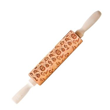 Imagem de Generic Rolo de massa com de Halloween, rolo de massa texturizado, ferramenta de cozinha portátil, rolos de de madeira com para assar biscoitos, L