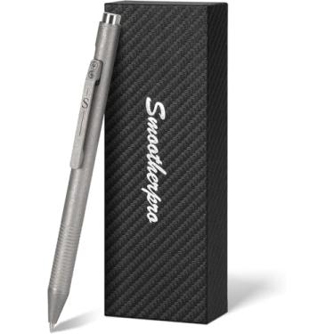 Imagem de SMOOTHERPRO Bolt Action, caneta esferográfica de titânio com tinta preta, compatível com refis Pilot G2 para escrita, diário, compatível com canhotos - cinza lavagem com pedra