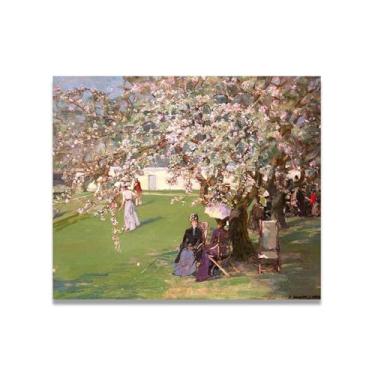Imagem de LKXGRRSFG Impressão em tela Lawn Tennis Club John Lavery Irish Realist Portrait & War Scenes – Arte de parede vintage para casa 39,9 x 48 cm sem moldura