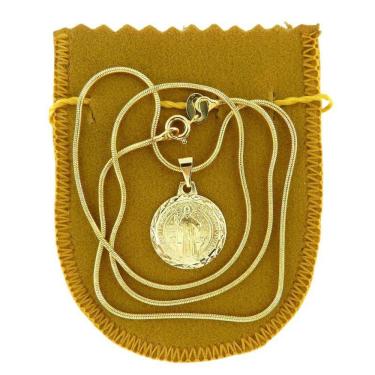 Imagem de Corrente Feminina 45Cm São Bento 18Mm Folheado Ouro Cr212B