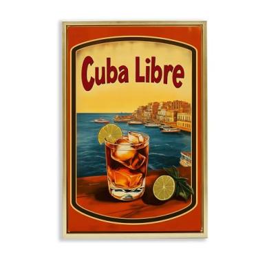 Imagem de Stupell Industries Arte de parede Cuba Libre Vintage Cocktail Gold Framed Floater Canvas por Andreas Magnusson, 25 x 17