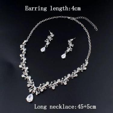 Imagem de Conjunto Colar e Brinco Strass Noiva Casamento Festa C22 - Milly - O S