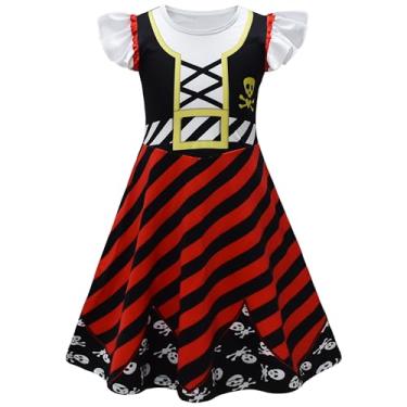 Imagem de AOVCLKID Fantasia De Pirata Para Meninas, Traje Bucaneiro, Festa Aniversário, Halloween, Cosplay (3T, Preto)