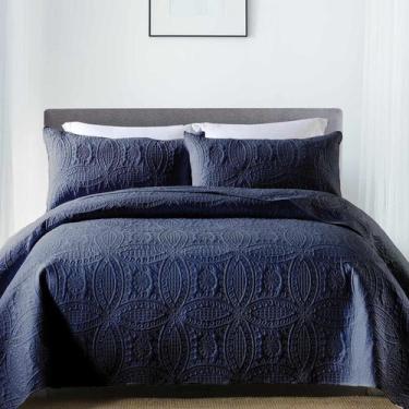 Imagem de Conjunto de edredões Boryard Queen Size, 3 peças com fronhas, azul mar