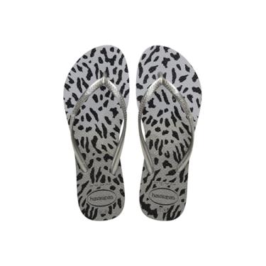 Imagem de Chinelo Havaianas Slim Animals De Oncinha Feminino (Cinza, BR, Adulto, Faixa Numérico, M, 37, 38)