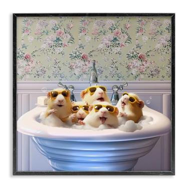 Imagem de Stupell Industries Pia de porquinhos-da-índia design de arte giclée emoldurado preto por Jim Baldwin, 12 x 12