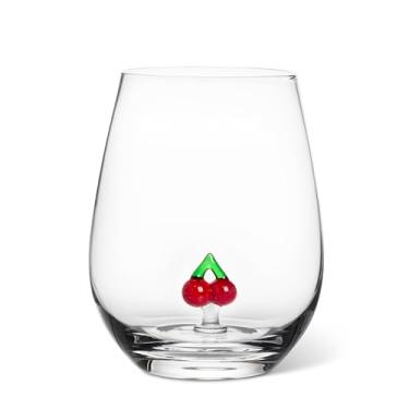 Imagem de Abbott Collection Taça de vinho Cherries Icon Cálice sem haste - Taça, Vermelho/Transparente, 11,4 cm A (567 g)