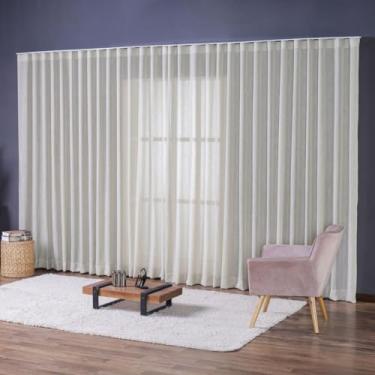 Imagem de Cortina Voil Flamê Gaze De Linho 6,00m X 2,50m Trilho Suiço Premium (Avelã)