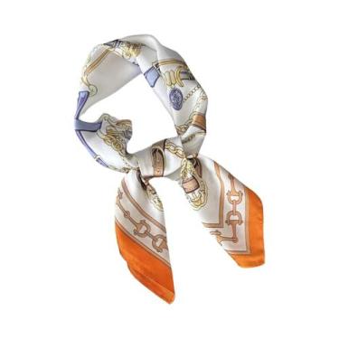Imagem de Lenço Quadrado Feminino De Cetim Macio 70x70cm, Imitação De Seda, Moda