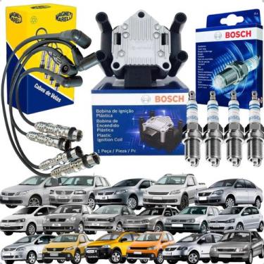 Imagem de Kit Bobina Cabos e Vela De Ignição Volkswagen Fox Gol Golf Spacefox - 