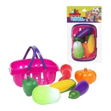 Imagem de Kit Cozinha Infantil Legumes Com Cestinha De Mercado 7 Peças - Pica Pa