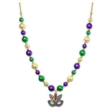 Imagem de ISALOE Colar de contas de carnaval estilos variados metálico redondo multi cores colar de fantasia ouro roxo verde cores jumbo colar bola suprimentos de festa, Plástico, Sem Pedra Preciosa