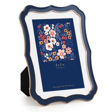 Imagem de Porta-retratos RICHFOCUS 5x7 esmaltado com vidro temperado HD azul mar