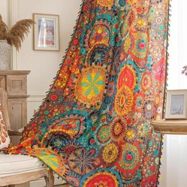 Imagem de Cortinas Erbnaryx Boho Geometric Semi-Blackout 160x160cm 2 painéis