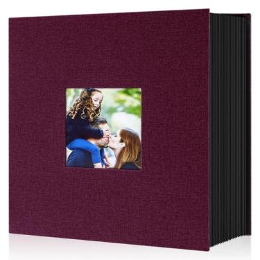 Imagem de Álbum de fotos Ywlake 10x15cm 1000 bolsos, capa de linho roxa