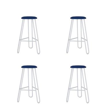 Imagem de Conjunto 4 Banquetas Altas Ginger com Estrutura Branca
