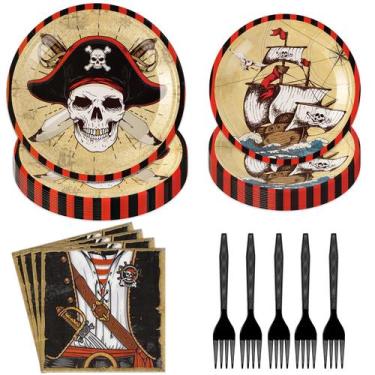 Imagem de Conjunto de decorações de festa. Pirata grenciano serve 24 horas