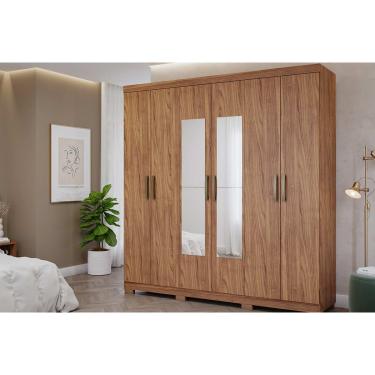 Imagem de Guarda Roupa Casal 6 Portas (2 c/ Espelho) e 3 Gavetas Clara Cinamomo - Panan